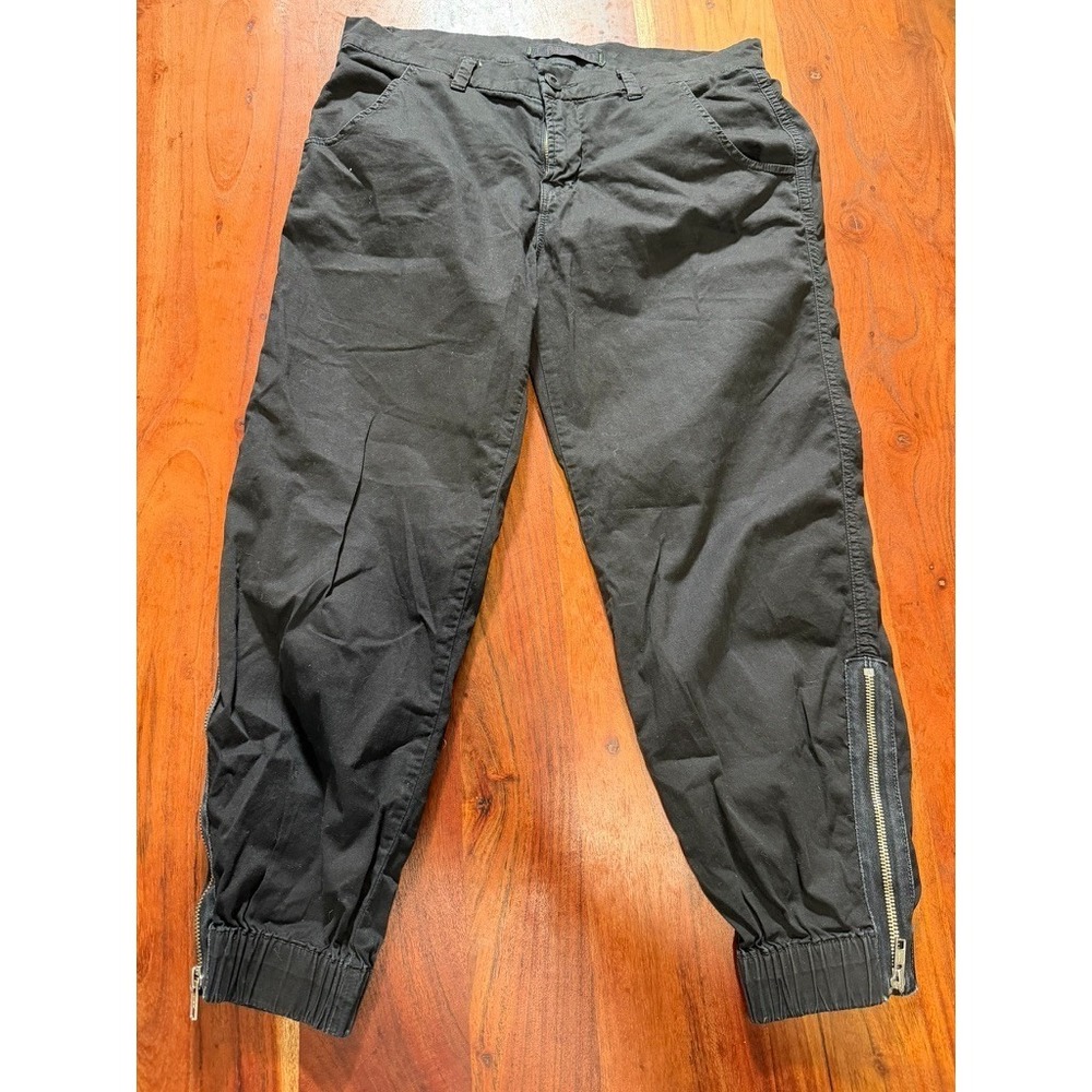 J Brand Black Jogger Pants Zip Ankle Stretch Cotton Size 27